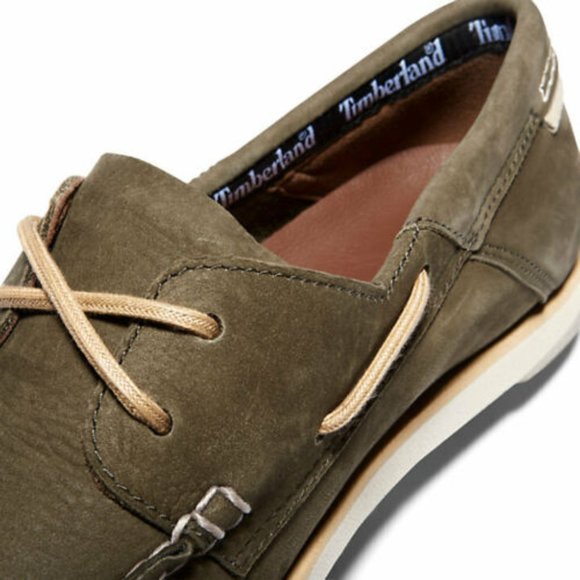 TIMBERLAND  MEN\'S ATLANTIS BREAK LEATHER BOAT SHOES OLIVE NUBUCK A2HZ9 ALL SIZES main image 11